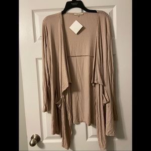Cozy Casual Lightweight Ribbed Flowy Drapy Cardigan with Pockets